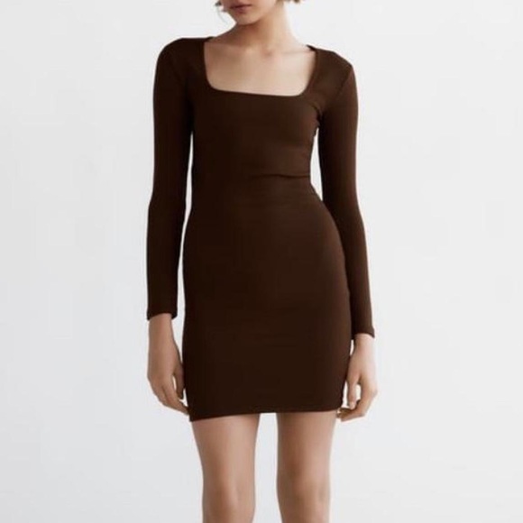 Zara | Dresses | Zara Brown Ribbed 